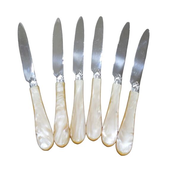 Mikasa Japan Vintage Mother of Pearl Prisma Butter Knives Set of 6 Elegant Gift - Picture 2 of 6